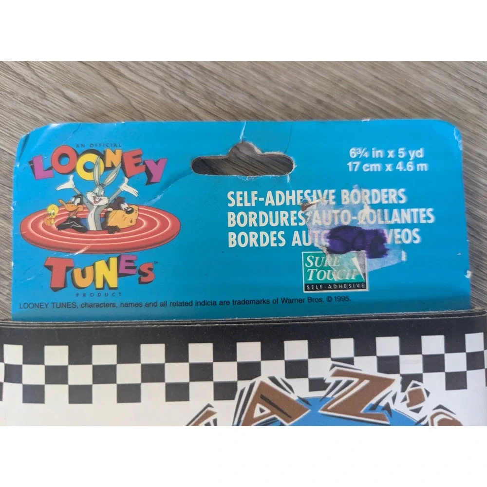 Vtg Looney Tunes Wallpaper Border El‎ Diablo Taco Bugs Bistro Taz Self Adhesive